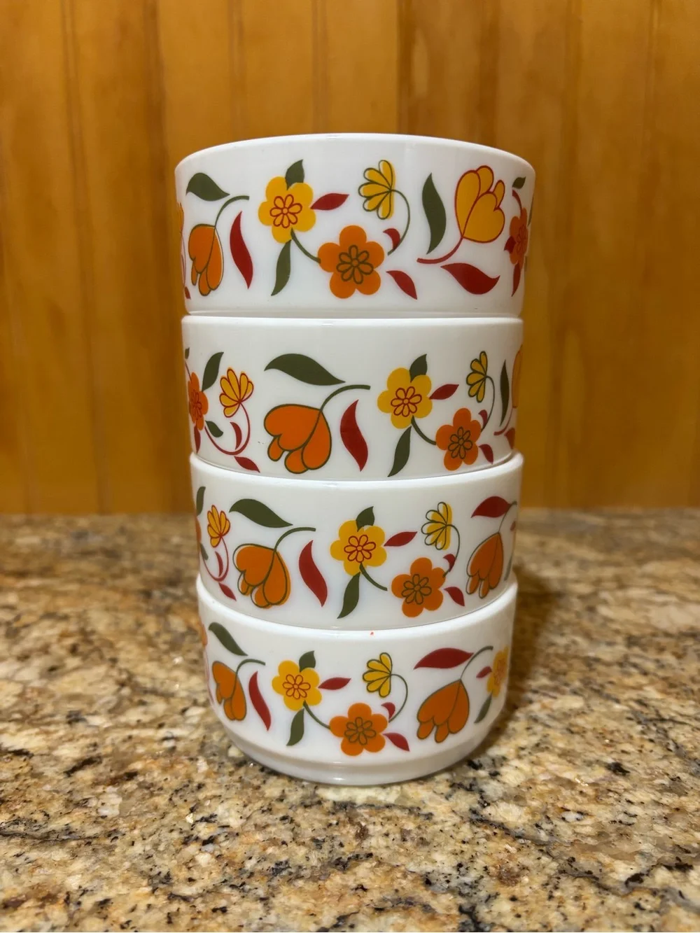 Vintage Arcopal French Milk Glass Ramekins / Bowls
